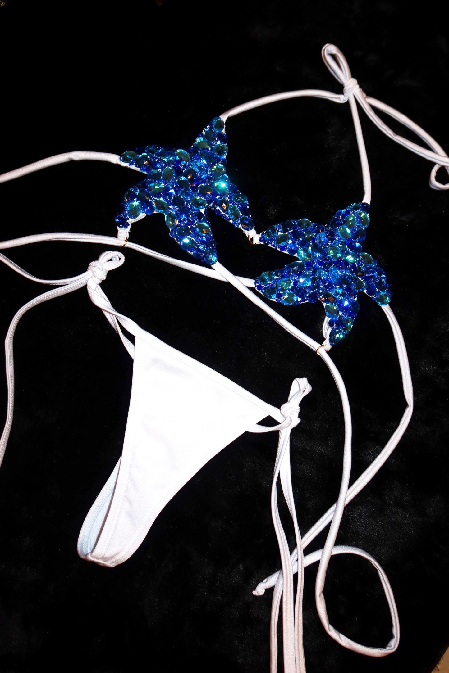 Crystal Starfish Bikini White & Blue Jeweled