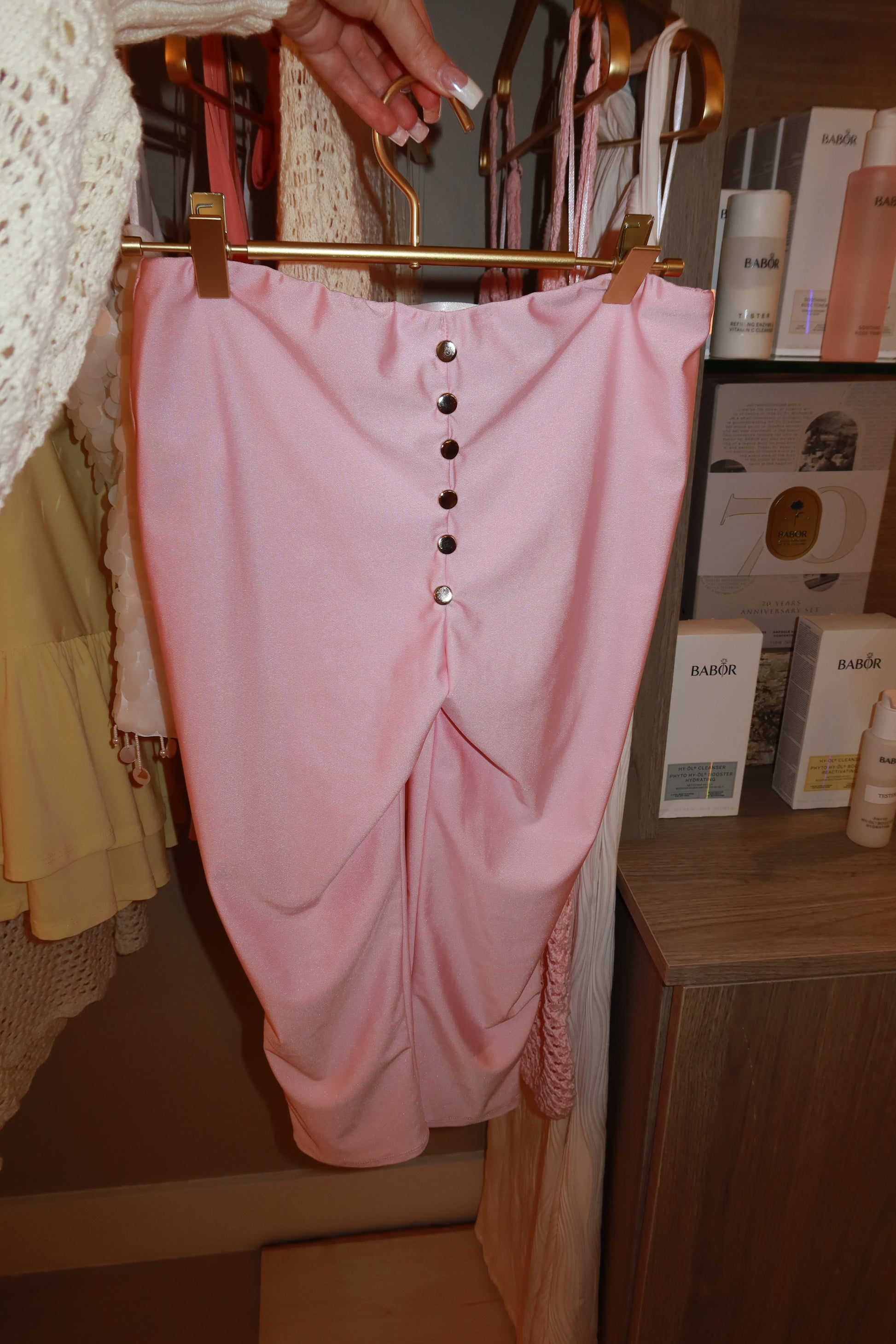 Overly Pretty pink strapless top and capri set — Palms of T Boutique