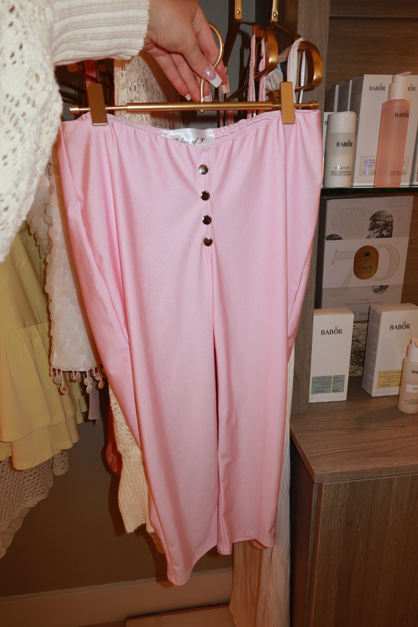 Overly Pretty pink strapless top and capri set — Palms of T Boutique