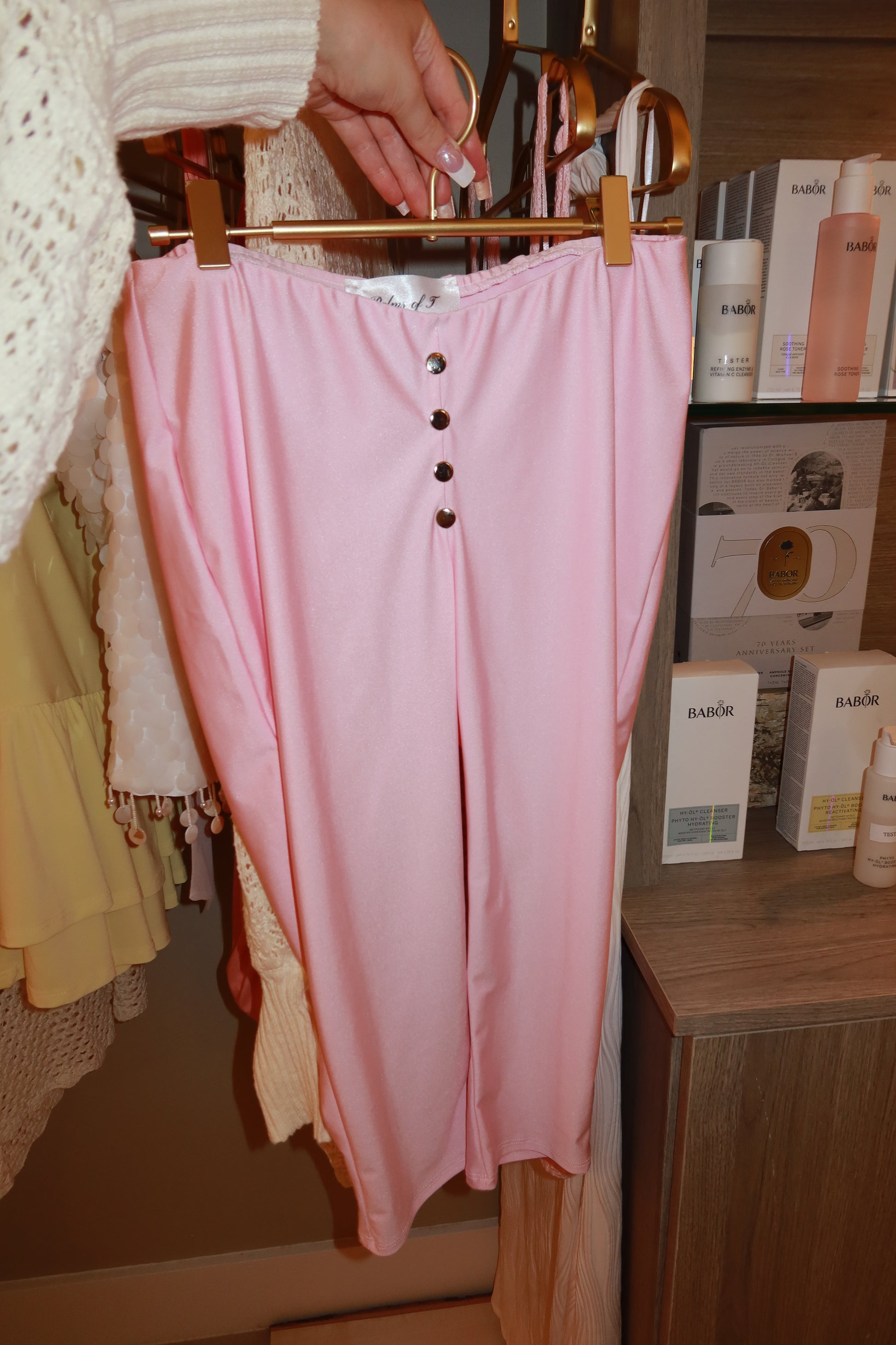 Overly Pretty pink strapless top and capri set — Palms of T Boutique