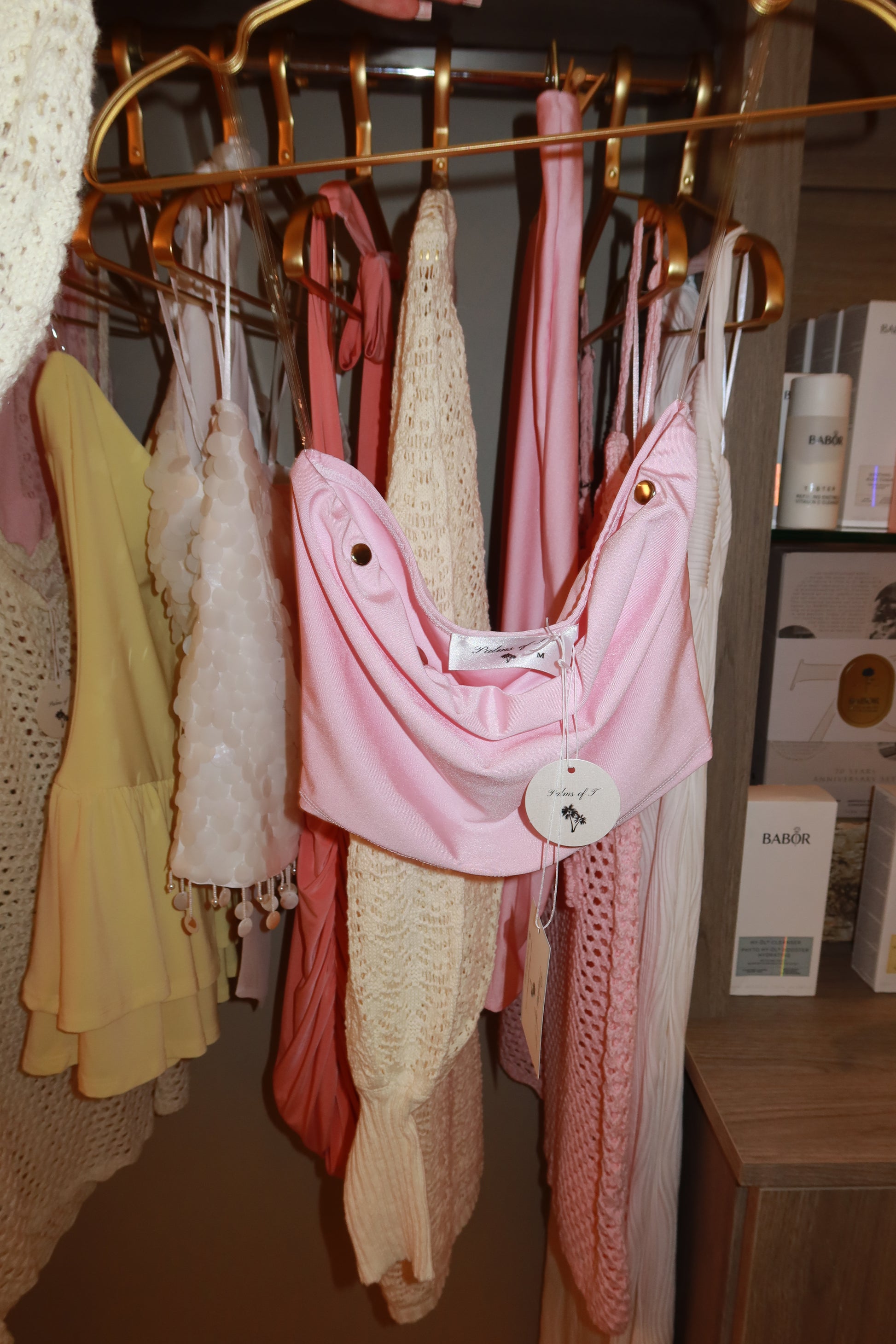 Overly Pretty pink strapless top and capri set — Palms of T Boutique