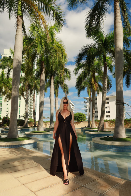 Tropic Noir Maxi Cover Up Dress